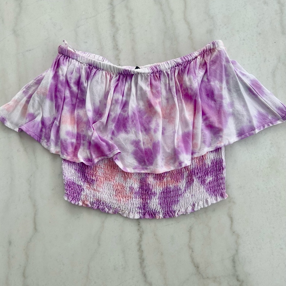 Bohme Lavender and Pink Off-Shoulder Tube Top